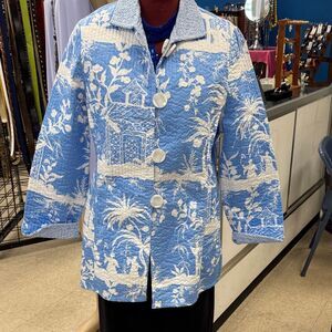 Patty Kim reversible Blue and White Floral Duster